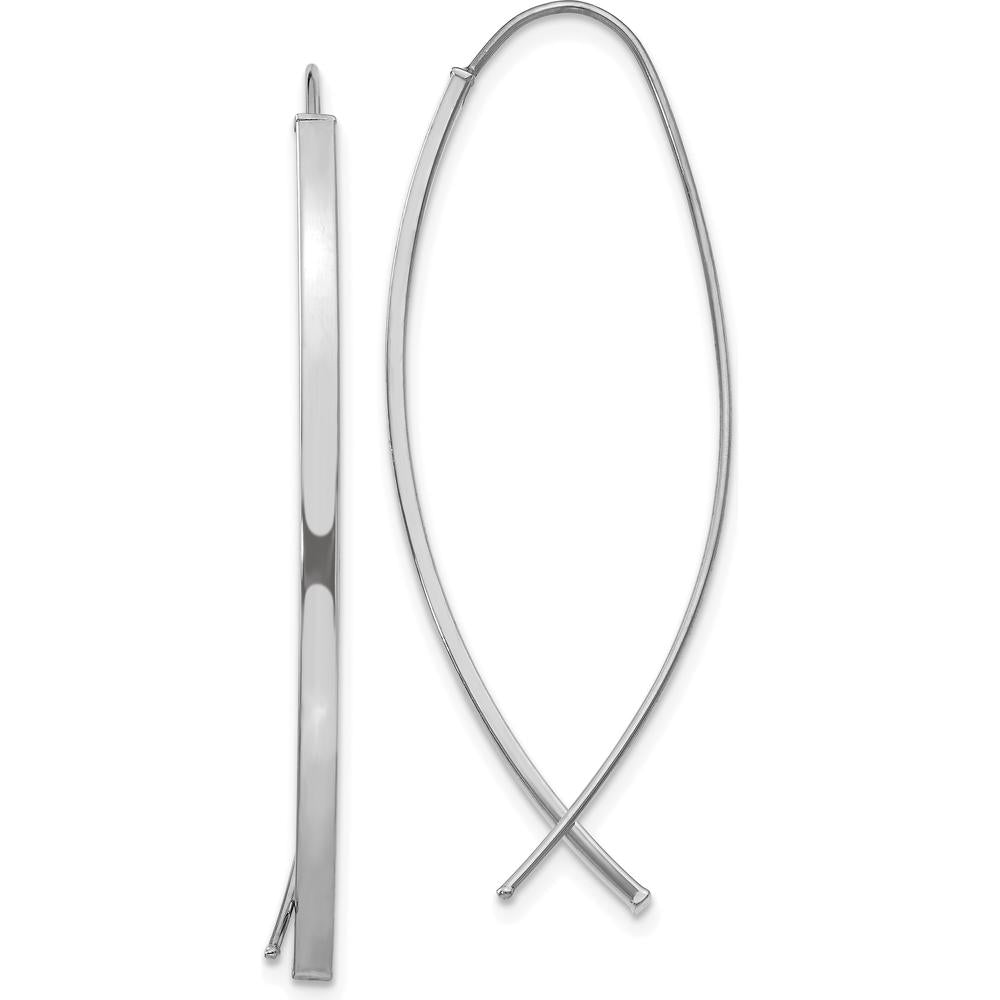 14K White Gold 1.75mm Square Tube Threader Earrings - Polished Finish by 0