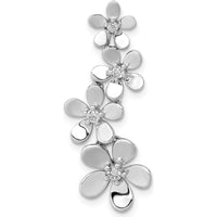 14K White Gold 1/8 Carat Diamond Four Flower Chain Slide Pendant with Round Cut Diamonds - 0.14 Carat Total Diamond Weight by Monteluci Fine Jewelry