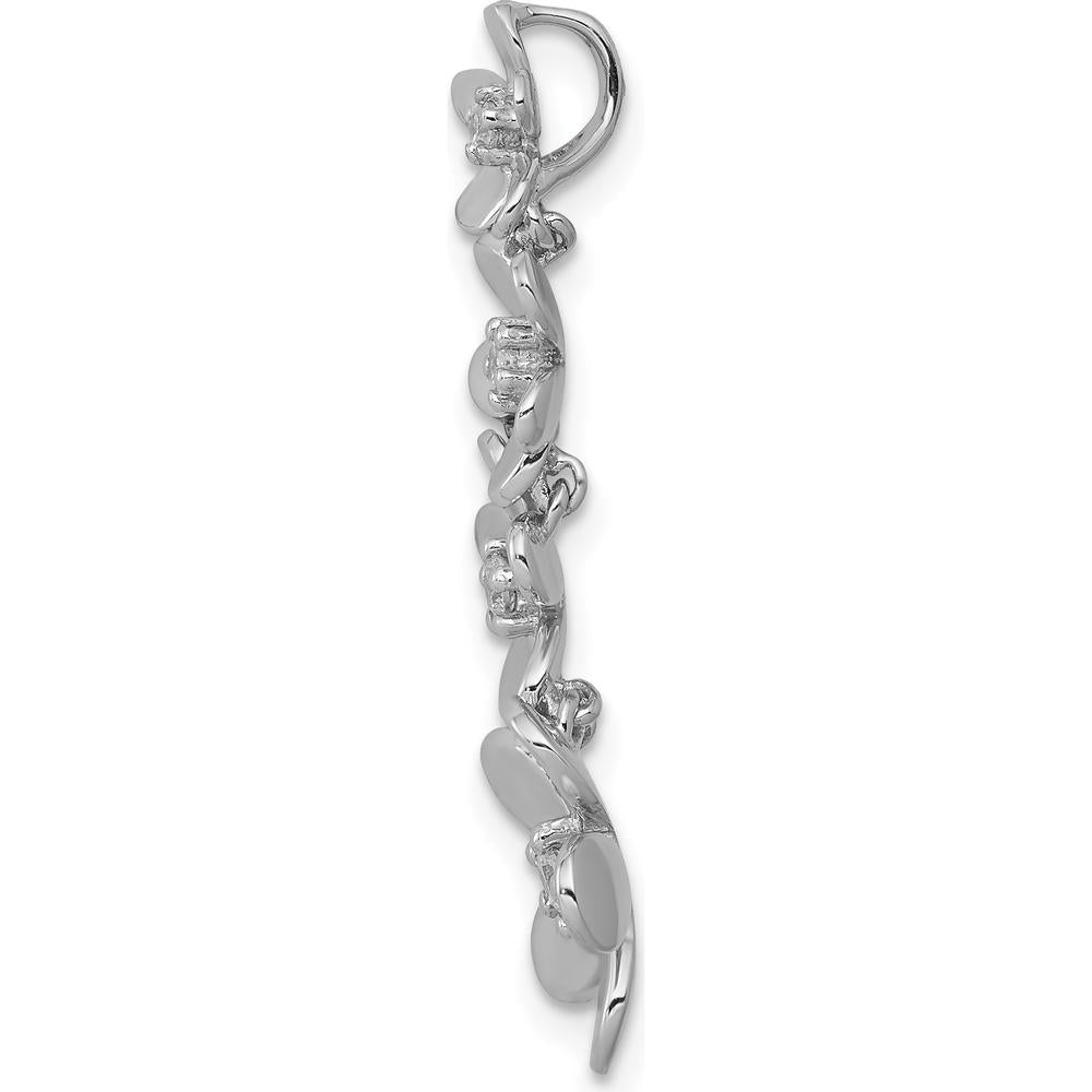 14K White Gold 1/8 Carat Diamond Four Flower Chain Slide Pendant with Round Cut Diamonds - 0.14 Carat Total Diamond Weight by Monteluci Fine Jewelry