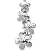 14K White Gold 1/8 Carat Diamond Four Flower Chain Slide Pendant with Round Cut Diamonds - 0.14 Carat Total Diamond Weight by Monteluci Fine Jewelry