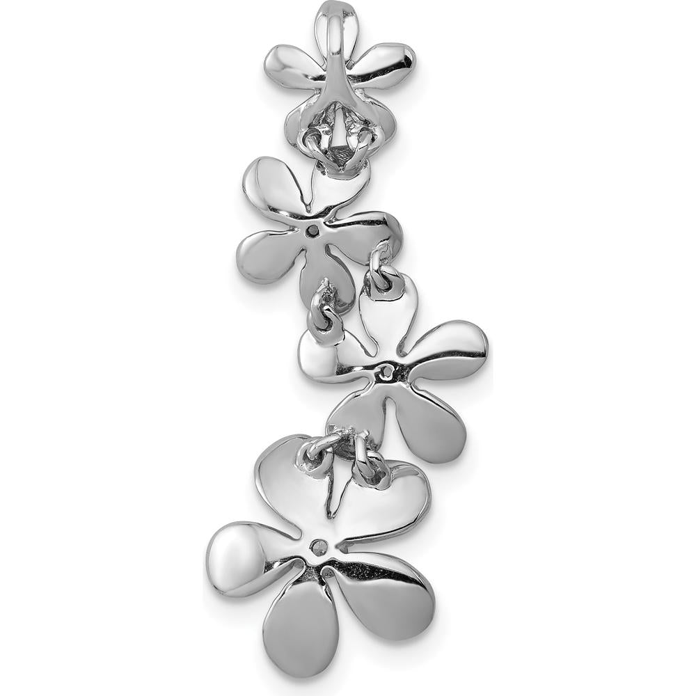 14K White Gold 1/8 Carat Diamond Four Flower Chain Slide Pendant with Round Cut Diamonds - 0.14 Carat Total Diamond Weight by Monteluci Fine Jewelry