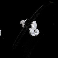 14K White Gold 1.88 Carats Total Weight Pear Shape Diamond Cluster Stud Earrings with Round and Marquise Cut Lab Diamonds - Covaloro Fine Jewelry