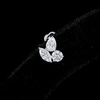 14K White Gold 1.88 Carats Total Weight Pear Shape Diamond Cluster Stud Earrings with Round and Marquise Cut Lab Diamonds - Covaloro Fine Jewelry