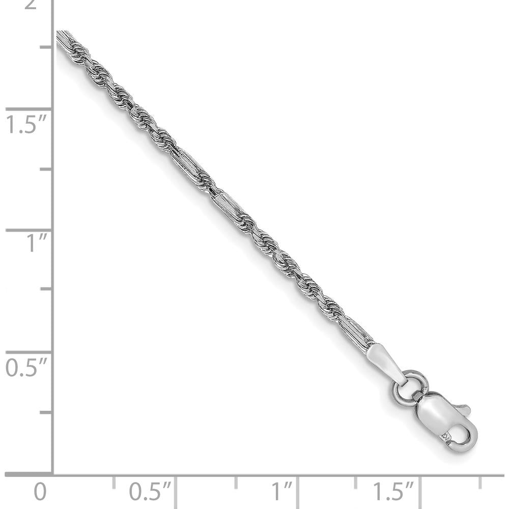 14K White Gold 1.8mm Diamond-Cut Milano Rope Bracelet - 8" by Oro Pregiato