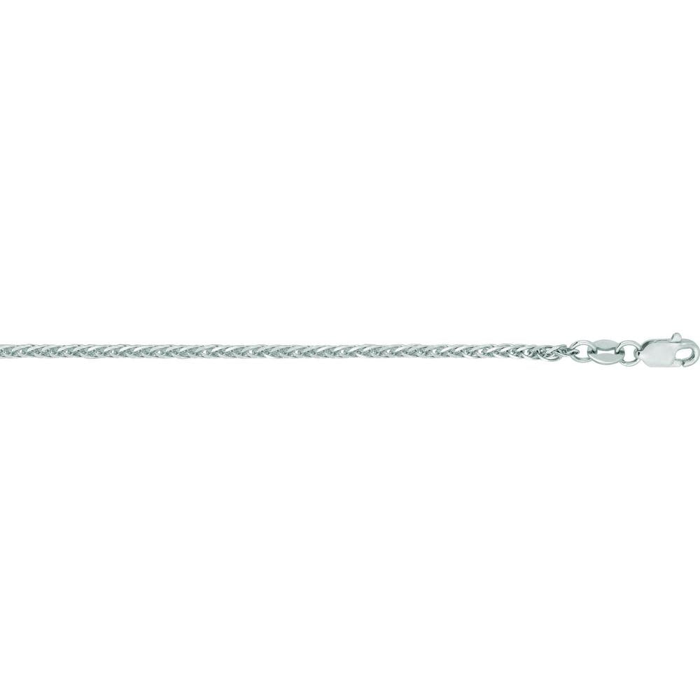 14K White Gold 1.8mm Square Wheat Chain Necklace with Lobster Clasp - 20" by Orozza Fine Jewelry