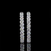 14K White Gold 1.9" Diamond Hoop Earrings with Prong Set Round Brilliant Cut Lab Diamonds - 12.73 Carat Total Weight - Covaloro Fine Jewelry
