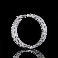 14K White Gold 1.9" Diamond Hoop Earrings with Prong Set Round Brilliant Cut Lab Diamonds - 12.73 Carat Total Weight - Covaloro Fine Jewelry