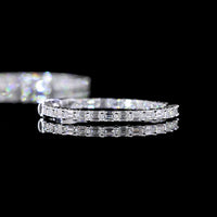 14K White Gold 1.92 Carat Medium Hoop Earrings with Prong Set Emerald Cut Lab Diamonds - E-F Color and VS1 Clarity - 46 Total Stones - Covaloro Fine Jewelry