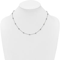 14K White Gold 1 Carat Bezel-set Diamond Cable Chain Necklace - 17 Diamond Stations - 18" by Oro Pregiato