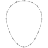 14K White Gold 1 Carat Bezel-set Diamond Cable Chain Necklace - 17 Diamond Stations - 18" by Oro Pregiato
