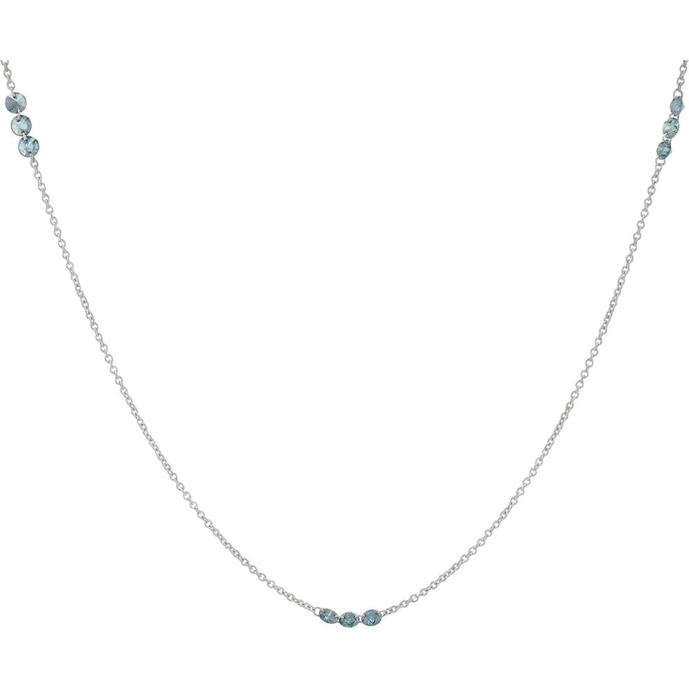 14K White Gold 1 Carat Blue Diamond Station Necklace - 20" Chain
