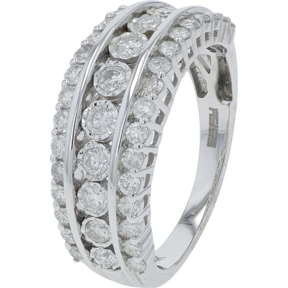 14K White Gold 1 Carat Diamond Eternity Band with Prong Set Round Diamonds