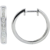 14K White Gold 1 Carat Diamond Hoop Earrings - 0.50 Carat Each Diamond Weight