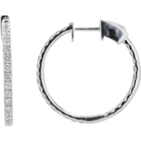 14K White Gold 1 Carat Diamond Inside - Out Large Hoop Earrings - 1.00 Carat Total Diamond Weight