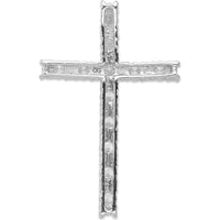 14K White Gold 1 Carat Diamond Latin Cross Pendant with Round Brilliant-Cut Diamonds - 0.98 Carat Total Diamond Weight by Monteluci Fine Jewelry