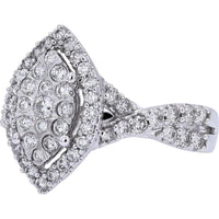 14K White Gold 1 Carat Diamond Marquise Cluster Ring - 1.00 Carat Total Diamond Weight