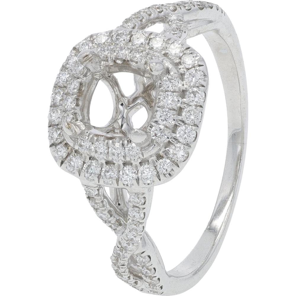 14K White Gold 1 Carat Diamond Semi-Mount Engagement Ring with Milgrain Detail