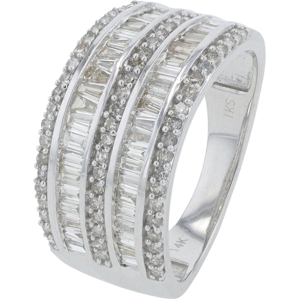 14K White Gold 1 Carat Diamond Wide Band Ring - 1.00 Carat Total Diamond Weight