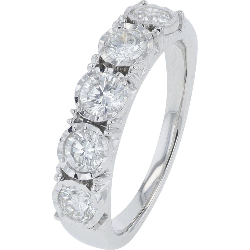 14K White Gold 1 Carat Lab Grown Diamond Band - Brilliant Prong Set