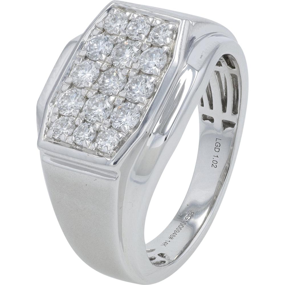 14K White Gold 1 Carat Lab Grown Diamond Gents Ring - Modern Band Design