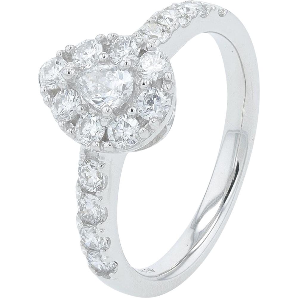 14K White Gold 1 Carat Lab Grown Diamond Halo Engagement Ring
