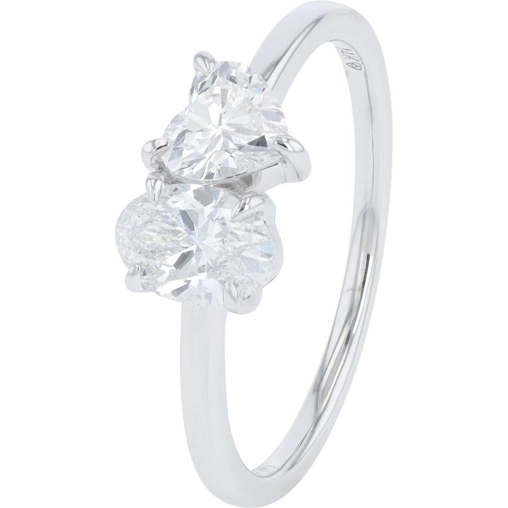 14K White Gold 1 Carat Lab Grown Diamond Oval & Heart Engagement Ring