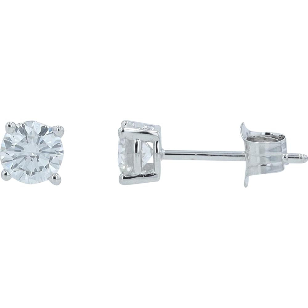 14K White Gold 1 Carat Lab Grown Diamond Stud Earrings - 0.50 Carat Each Diamond