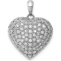 14K White Gold 1 Carat Pave Diamond Heart Pendant with 99 Round Diamonds by Monteluci Fine Jewelry