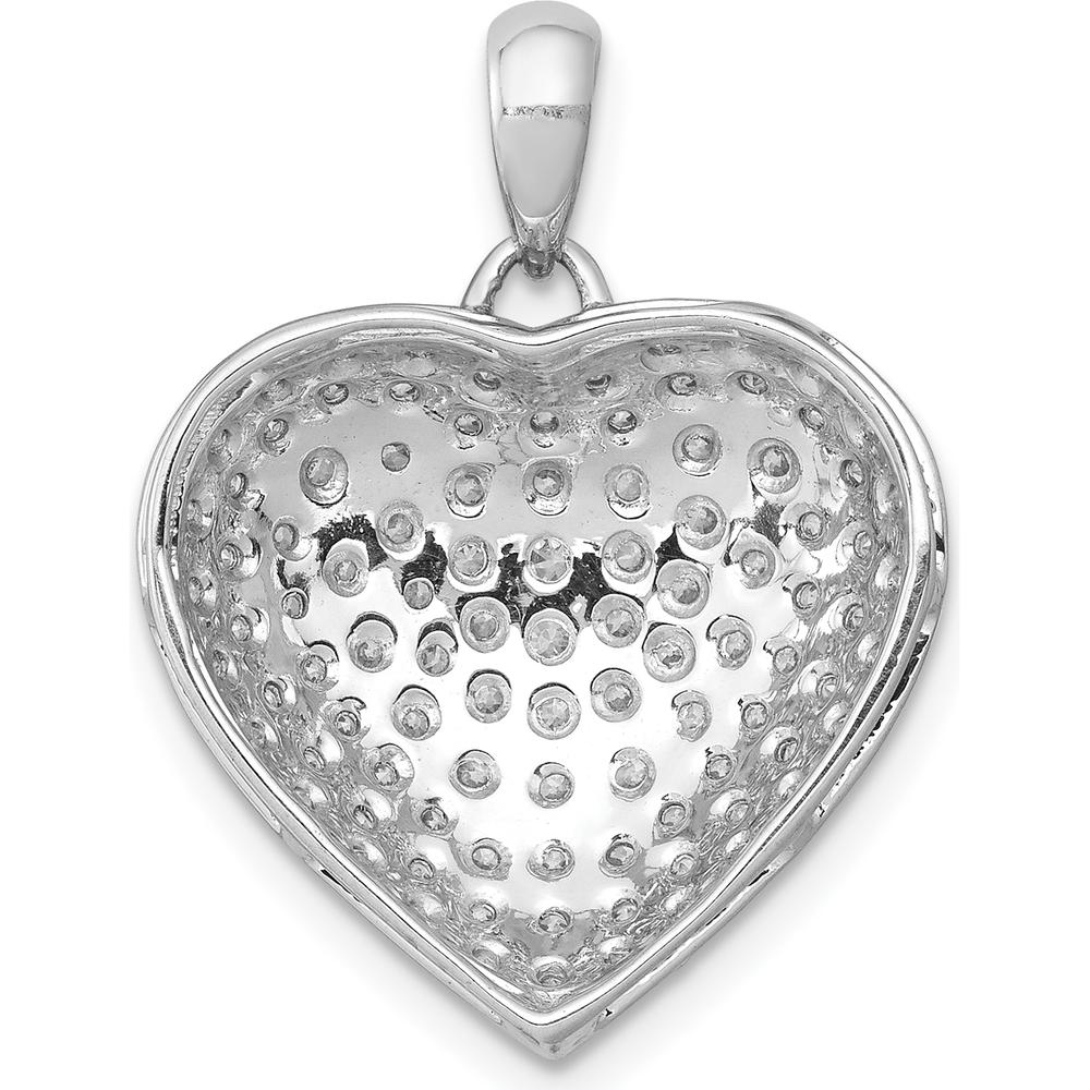 14K White Gold 1 Carat Pave Diamond Heart Pendant with 99 Round Diamonds by Monteluci Fine Jewelry