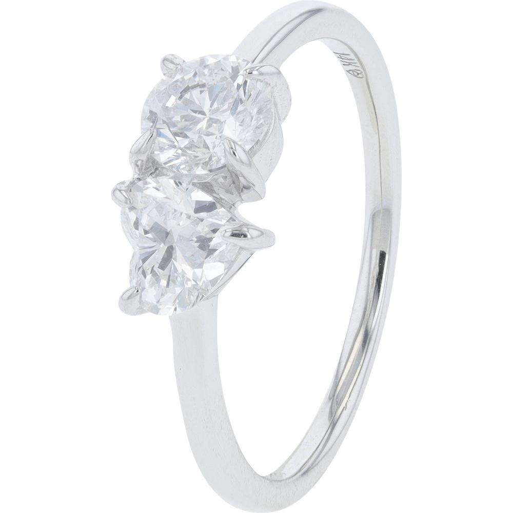 14K White Gold 1 Carat Round & Heart Lab Grown Diamond Engagement Ring