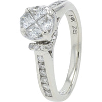 14K White Gold 1 Carat Total Weight Diamond Bridal Set with Milgrain and Prong Set Diamonds