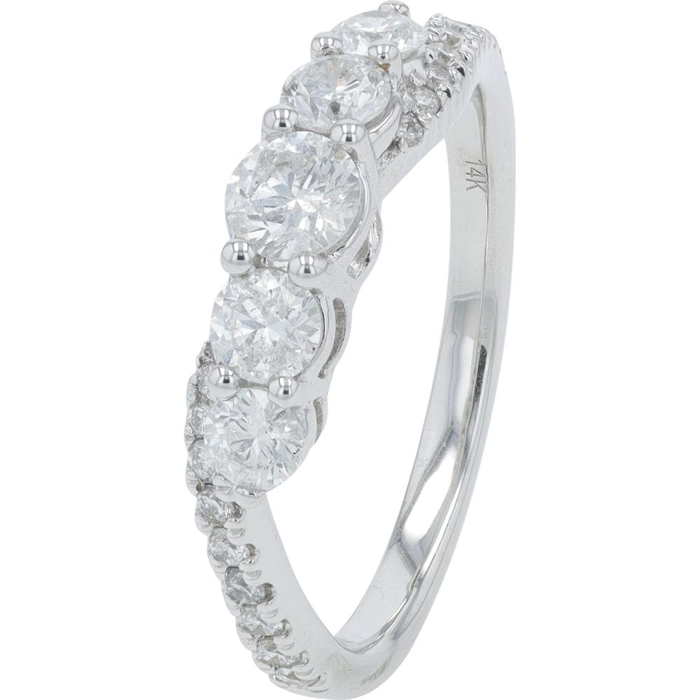 14K White Gold 1 Carat Total Weight Diamond Crossover Ring