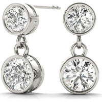 14K White Gold 1 Carat Total Weight Lab Diamond Three Stone Earrings by Robinson's Jewelers