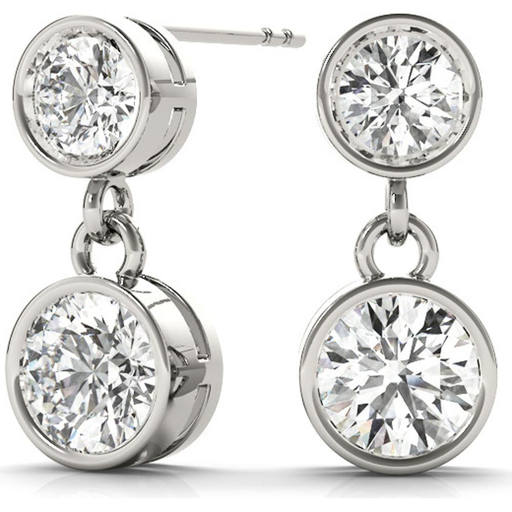 14K White Gold 1 Carat Total Weight Lab Diamond Three Stone Earrings by Robinson's Jewelers