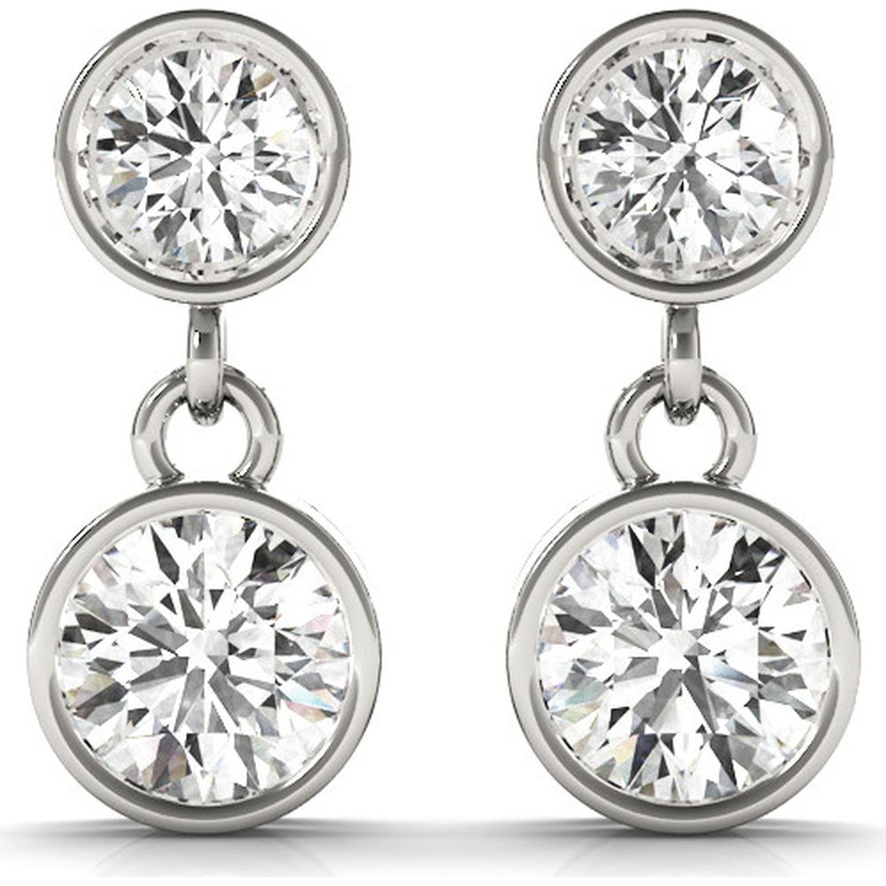 14K White Gold 1 Carat Total Weight Lab Diamond Three Stone Earrings by Robinson's Jewelers