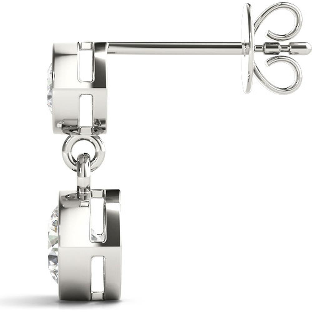 14K White Gold 1 Carat Total Weight Lab Diamond Three Stone Earrings by Robinson's Jewelers