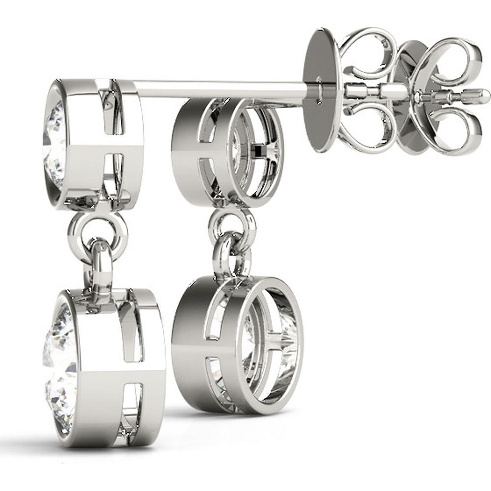 14K White Gold 1 Carat Total Weight Lab Diamond Three Stone Earrings by Robinson's Jewelers