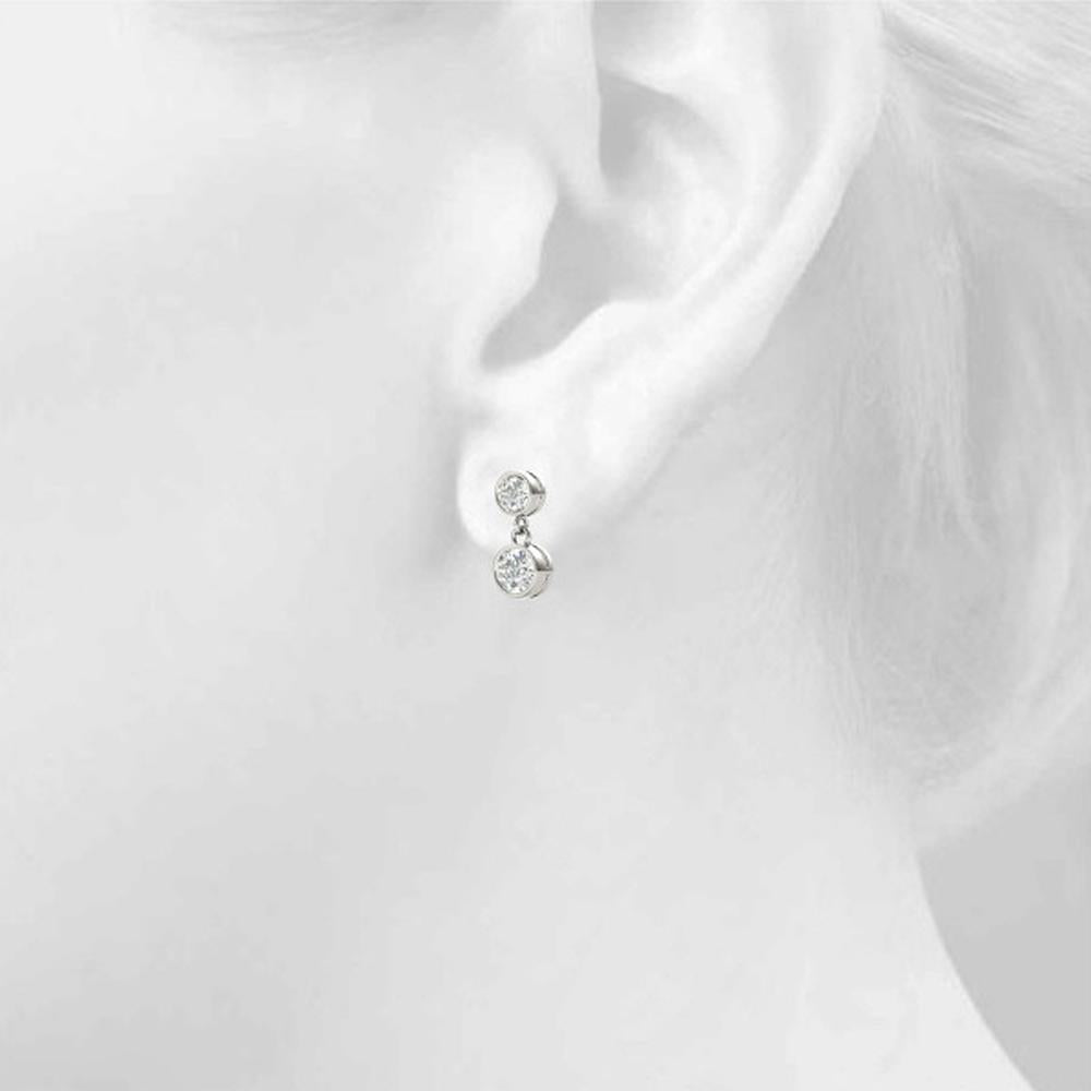 14K White Gold 1 Carat Total Weight Lab Diamond Three Stone Earrings by Robinson's Jewelers