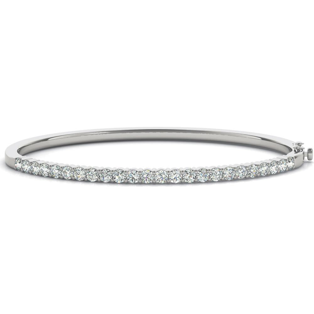 14K White Gold 1 Carat Total Weight Lab Diamond Traditional Bangle by Robinson's Jewelers