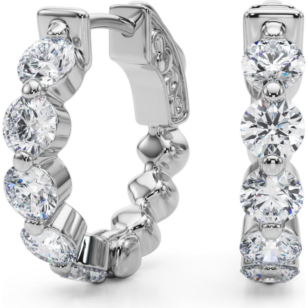 14K White Gold 1 Carat Total Weight Lab Diamond Vault Lock Earrings by Robinson's Jewelers