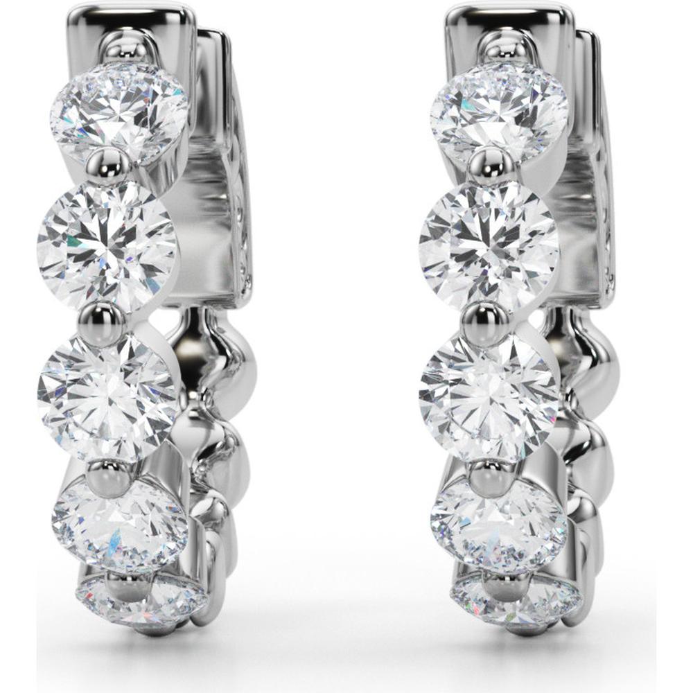 14K White Gold 1 Carat Total Weight Lab Diamond Vault Lock Earrings by Robinson's Jewelers