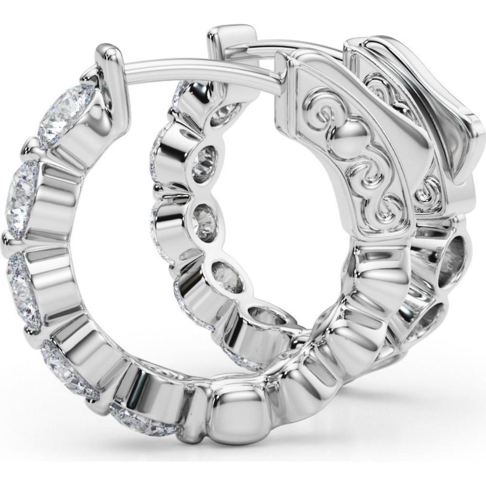 14K White Gold 1 Carat Total Weight Lab Diamond Vault Lock Earrings by Robinson's Jewelers