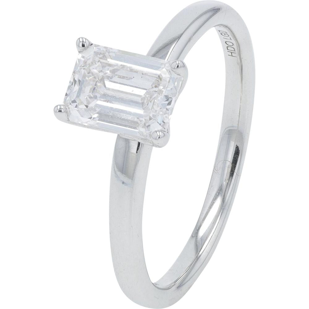 14K White Gold 1 Carat Total Weight Lab Grown Diamond Engagement Ring - Emerald Cut