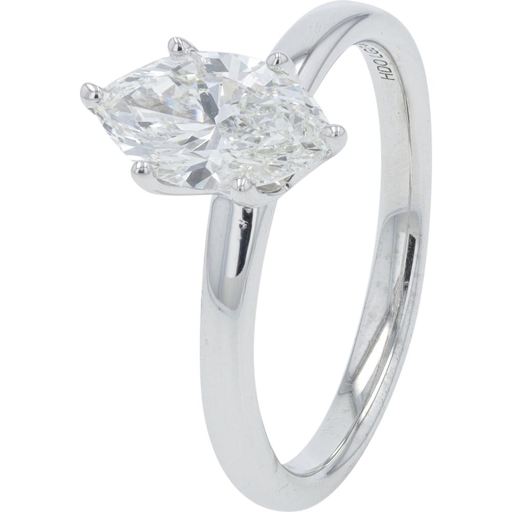 14K White Gold 1 Carat Total Weight Lab Grown Diamond Marquise Engagement Ring