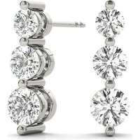 14K White Gold 1 Carat Total Weight Lab-Grown Diamond Three Stone Earrings by Robinson's Jewelers