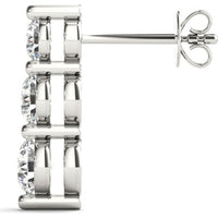 14K White Gold 1 Carat Total Weight Lab-Grown Diamond Three Stone Earrings by Robinson's Jewelers