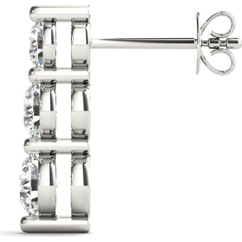 14K White Gold 1 Carat Total Weight Lab-Grown Diamond Three Stone Earrings by Robinson's Jewelers
