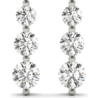 14K White Gold 1 Carat Total Weight Lab-Grown Diamond Three Stone Earrings by Robinson's Jewelers