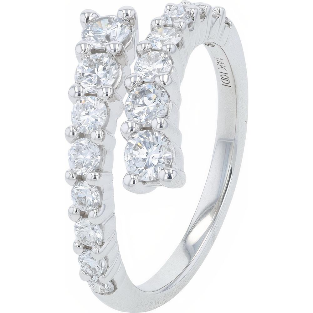 14K White Gold 1 Carats Lab Grown Diamond Bypass Ring