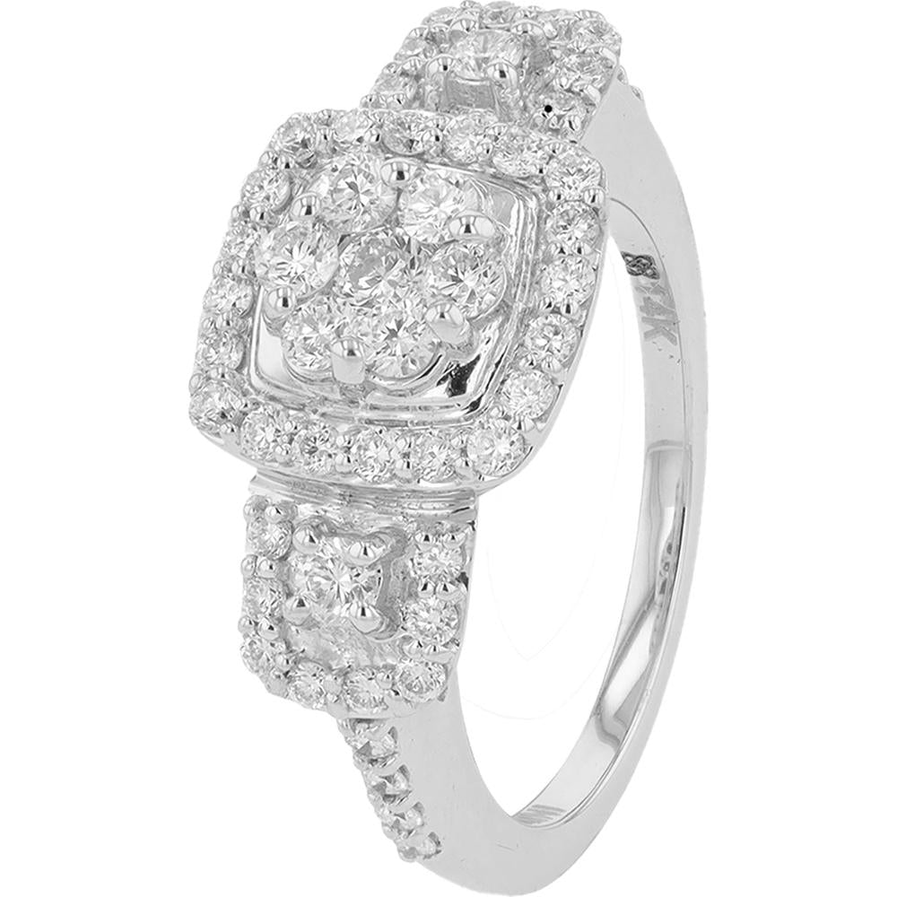 14K White Gold 1 Carats Lab Grown Diamond Cluster Ring